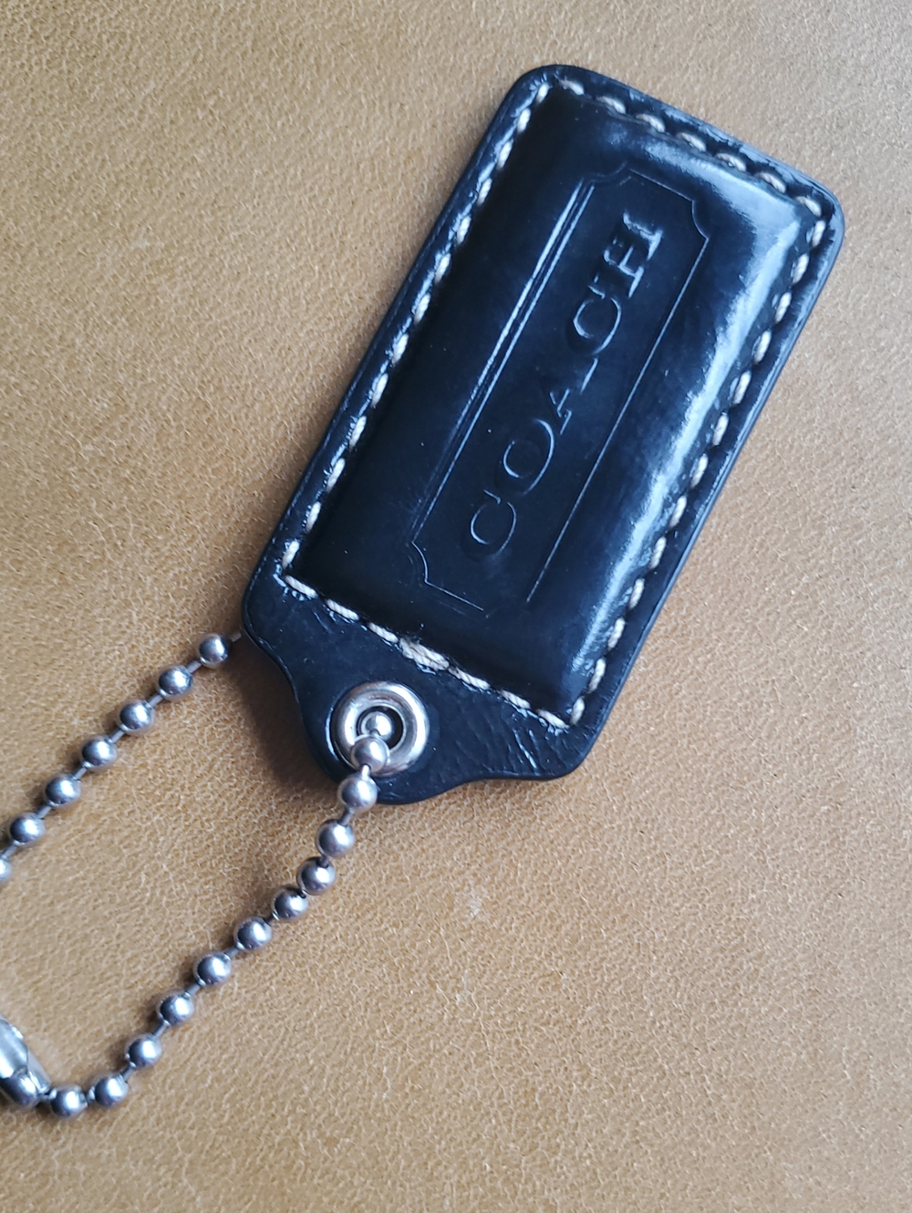 Coach Vintage Large Leather Bag Dog Tag Hangtag KeyChain Charm